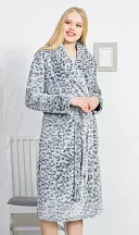 Dámský župan dlouhý Leopard grey šedá 2XL