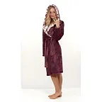 FLORA mauve wine župan s kapucí 3/4 délka M 3/4 župan s kapucí 4853 tmavý vřes flannel fleece - polyester