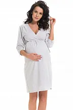 Těhotenský župan Dn-nightwear SBL.9243 šedá žíhaná xl